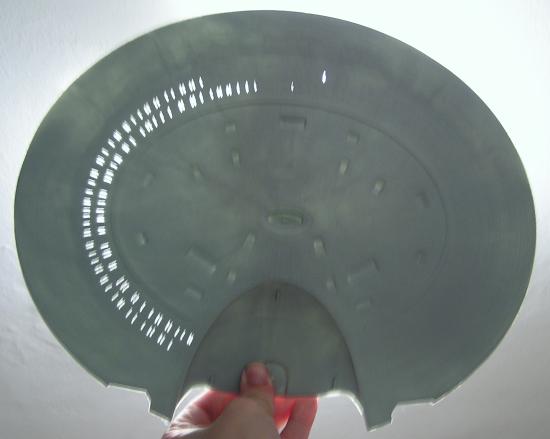 Picture of the saucer section with windows drilled out