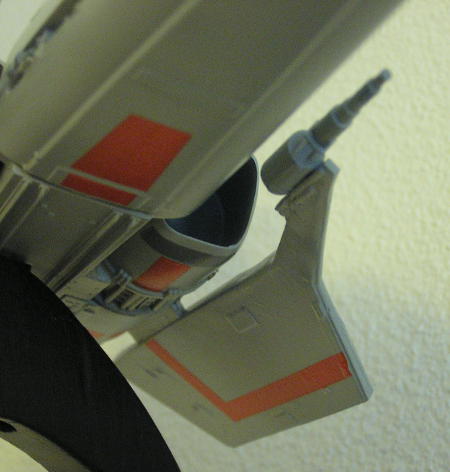 Close-up view of the restored wing on the completed kit