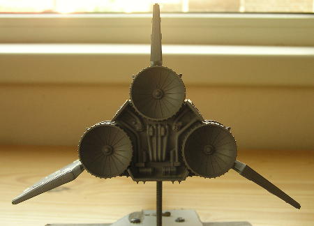 Rear view showing angle of wings
